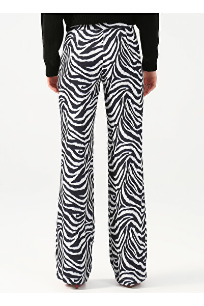 Fabrika Normal Bel Geniş Fit Siyah - Beyaz Kadın Pantolon YMN-28