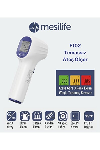 Mesilife A0J-F102 TEMASSIZ ALINDAN ATEŞ ÖLÇER YÜKSEK Ateş Ekran Alarmlı