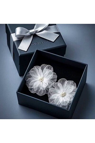 Luxiva bijuteri tül çiçek desen küpe