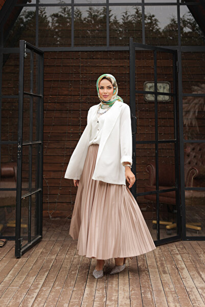 comstar Women's Basic High Waist Pleated Loose Mink Long Skirt