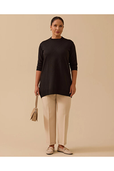 Gala-Xi Büyük Beden Desenli Basic Triko Tunik