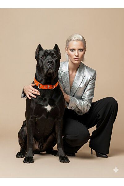 Tasma Market طوق كلب برتقالي ناعم الملمس - طوق عمود ورقبة