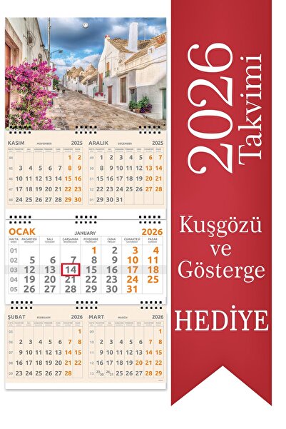 StickerArt 2026 5 Aylık Gemici Takvimi Denizci Duvar Takvimi 33x77,5 cm