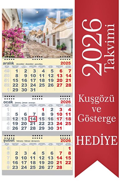 StickerArt 2026 Büyük Boy Gemici Takvimi Denizci Duvar Takvimi Sarı Renk 33x77,5 cm