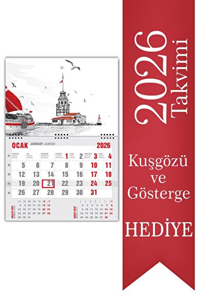 StickerArt 2026 Ekonomik Gemici Takvimi Denizci Duvar Takvimi 33x47,5 cm