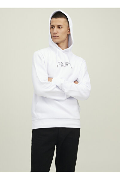 Jack & Jones Kapüşon Yaka Beyaz Erkek Sweatshırt 12216335_jprbluarchıe Sweat ...