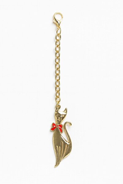 Çantacımstore Bag Charm Keychain Accessory Cat Gold No:3