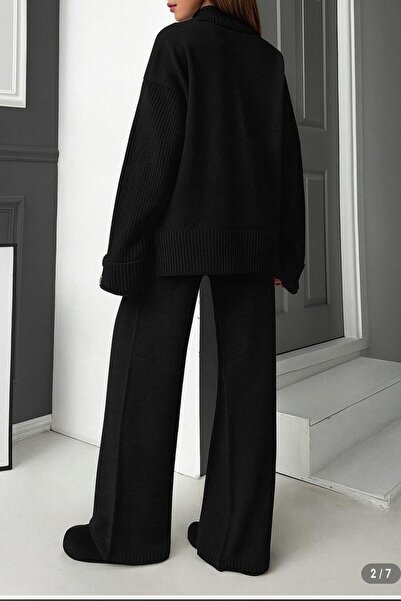 peri tower ÚJ SZEZON Álló galléros gombos részletekkel ellátott, túlméretezett pulóver-nadrág kötöttáru alsó felső szett 0034