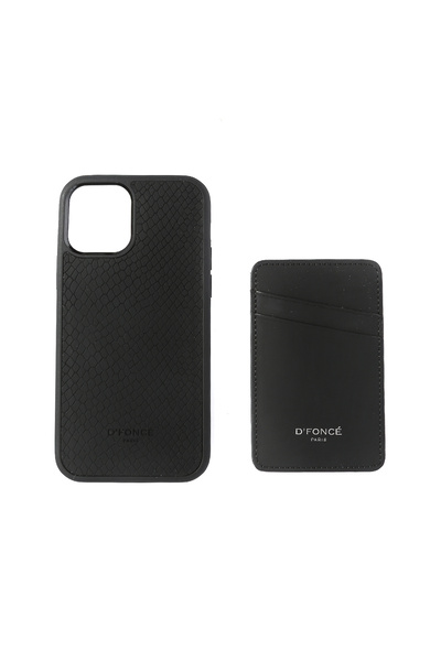 Dfonce Siyah Erkek Kartlık-Telefon Kılıfı Takımı