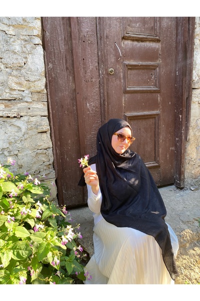 de LUNA Havana Tesettür Kadın Bambu Kraş Şal - Siyah