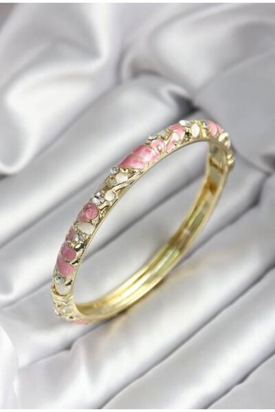 N.S.K NEWSTAR ÇELİK خاتم نسائي ذهبي مرصع بحجر الزركون النحاسي المينا مع زخرفة...