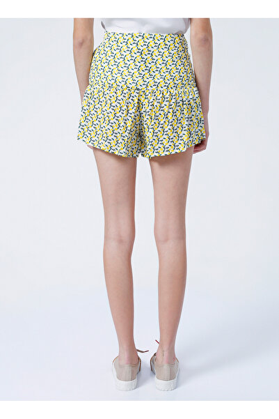 Aeropostale Sarı - Beyaz Kadın Yüksek Standart Fit Desenli Şort K-JONG