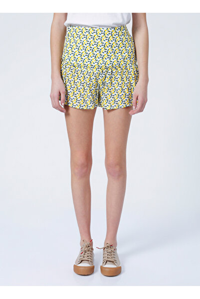 Aeropostale Sarı - Beyaz Kadın Yüksek Standart Fit Desenli Şort K-JONG