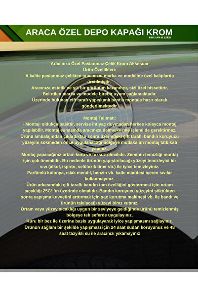 ACK Dizayn FİAT FİORİNO 2007+ ARACA ÖZEL KROM DEPO KAPAĞI PASLANMAZ ÇELİK