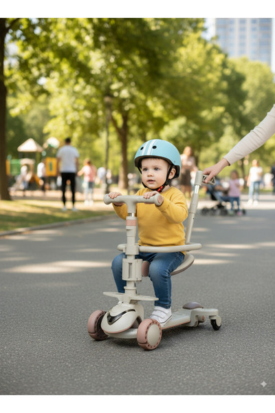 MOTIM 4'ü 1 Arada Çocuk Scooter, Ayarlanabilir Yükseklik, 3 Tekerlekli, Müzik...