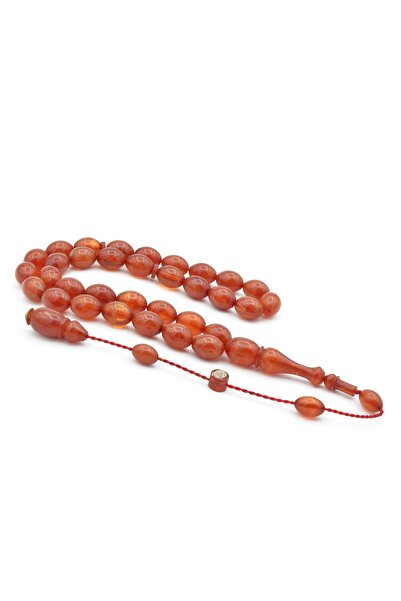 Murty99 Ahmet Damar Semnat - Mărgele de rugăciune din chihlimbar cu strângere maro portocaliu