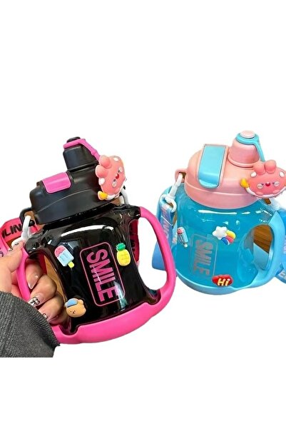 Generic 800ml Leak-Proof Water Bottle for Kids and Girls with Straw - BPA-Free Plastic, Portable Handle