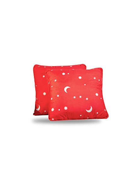 Coneltex "Moon and Stars" quilted pillow Coneltex, 60 x 60 cm, anti-allergic siliconized fiber filling, red