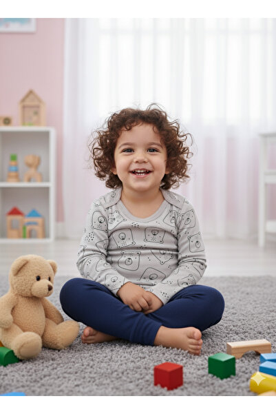 Şimo Butik Girl Boy Child Baby Long Sleeve Snap Fastener Bodysuit-Badi 100% O...