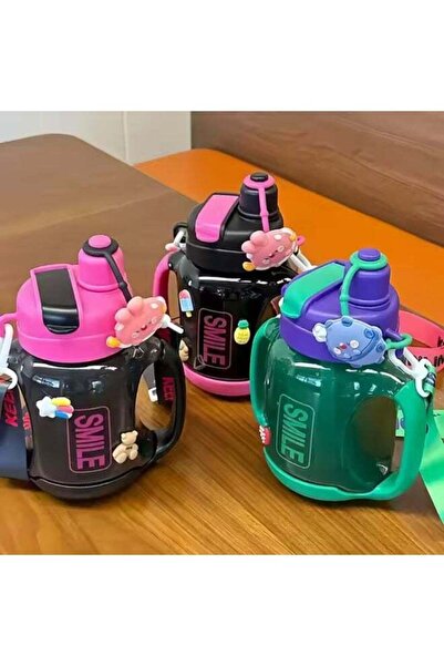 Generic 800ml Leak-Proof Water Bottle for Kids and Girls with Straw - BPA-Free Plastic, Portable Handle