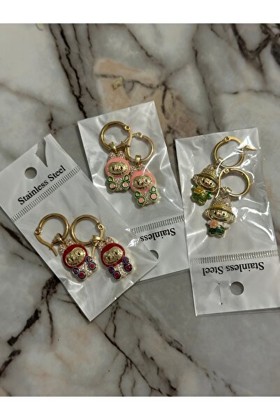 SERENİTY AKSESUAR Çelik labubu küpe (çocuk küpe 1 çift)