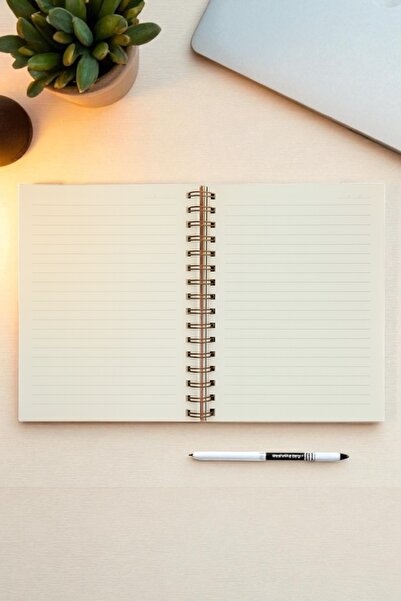 Printer X Studio Keten Kapaklı Çizgili Defter – A5, 160 Sayfa, 110 gr Ivory Kâğıt, Bakır Spiral