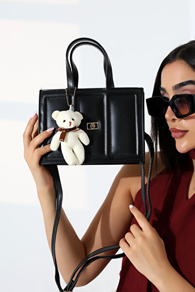 Moda Lime Geantă cutie neagră pentru femei cu ursuleț