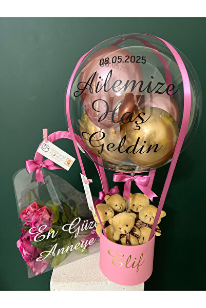 UB Yenidoğan Kız Bebek Hediye Balon Kutusu & Anne Set