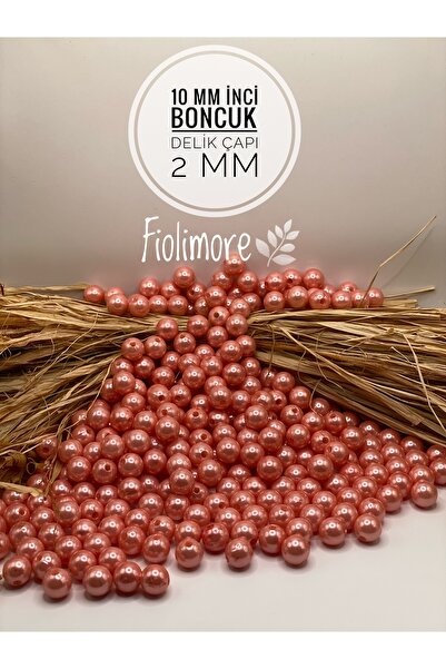 Fiolimore 10 mm Lüks Kaplama Plastik Puda Pembe Inci Boncuk (50 GRAM-100 ADET...