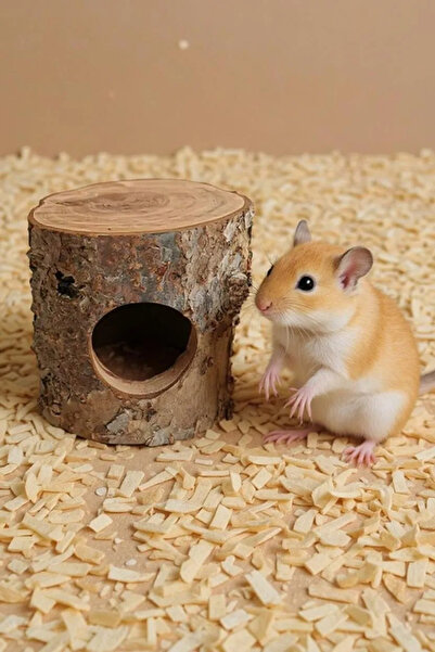 Alyones Hamster Elma Ağacı, Ağaç Deliği Kaçış Yuvası, Delik Ahşap Iskele Peyzaj