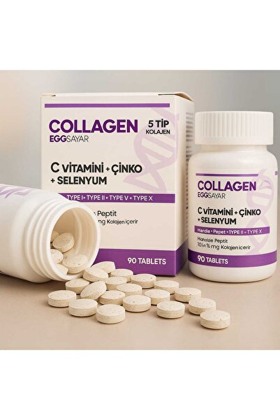 EG SAYAR COLLAGEN Sayar 5 Tip Kolajen Tip 1, Tip 2, Tip 3, Tip 5, Tip 10 (270TABLET) 3 Kutu