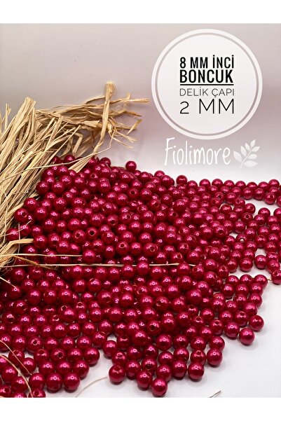 Fiolimore 8 mm fuksija kvalitetne plastične perle (50 grama - 200 komada) nak...