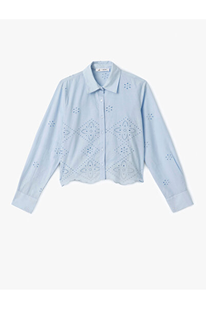 Koton Класическа риза с дълги ръкави, копчета и детайли на яката