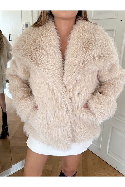 DONNA LISSA Women's Oversize Snap Fastener Premium Faux Lolita Fur