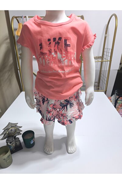 Miniworld Girls' Shortssuit Shorts and Ruffled Sleeves Nursery 100% Cotton Comfortable Style Design Premium, Coral