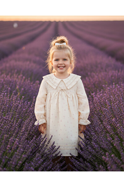 WONDRESS BABY Kız Bebek Çocuk Elbise Otantik Keten Müslin %100 Pamuk Astarlı ...