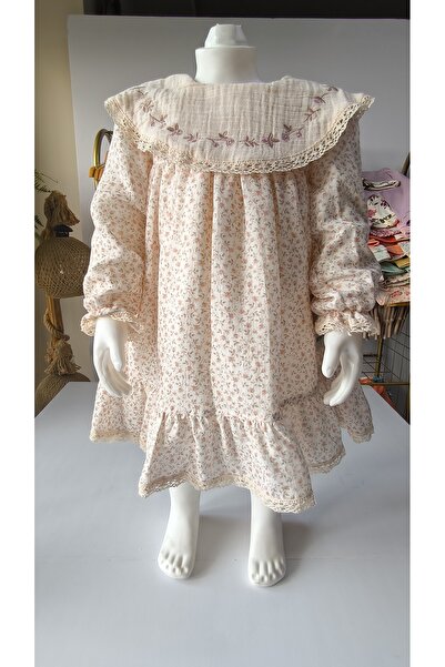 cavlak Baby Girl Children's Dress Authentic Linen Muslin 100% Cotton Lined Style Design Very Stylish