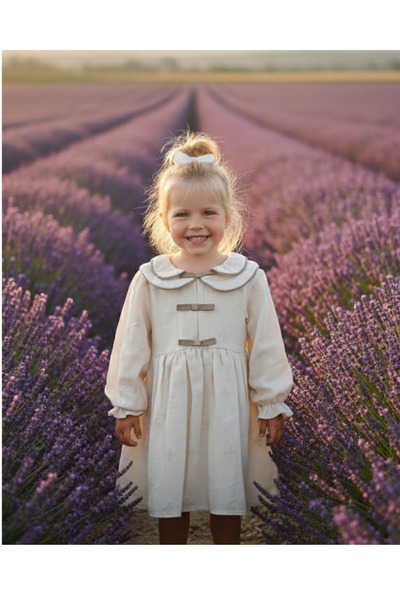 WONDRESS BABY Kız Bebek Çocuk Elbise Otantik Keten Müslin %100 Pamuk Astarlı ...