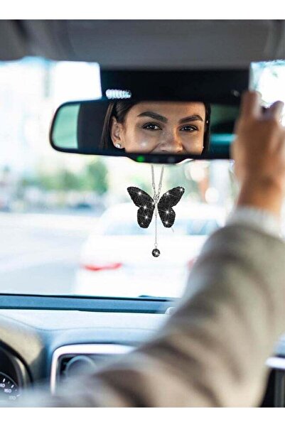 Bukela Car Hanging Ornament Butterfly Diamond Car Accessories, Crystal Car Rear View Mirror Charms for Wome