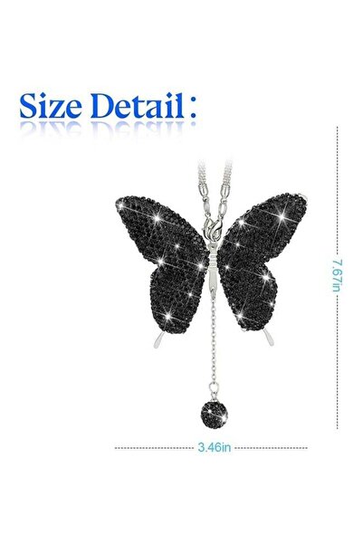 Bukela Car Hanging Ornament Butterfly Diamond Car Accessories, Crystal Car Rear View Mirror Charms for Wome