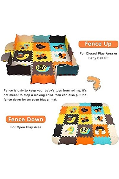 Arabest Baby Play Mat with Fence, Interlocking Foam Tiles, 1cm Thick