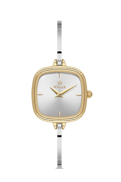 Welar Wel 2501-4 Kadın Kol Saati –Yarım Kelepçe Model, Gold Silver Renk, 3 AT...