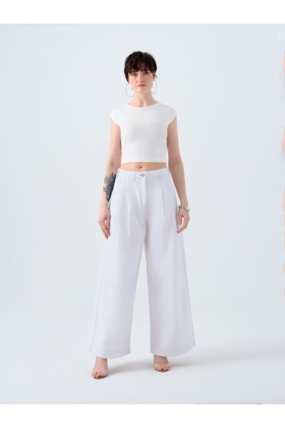 Loft Pleated Palazzo Palazzo Fıt Kadın Pantolon