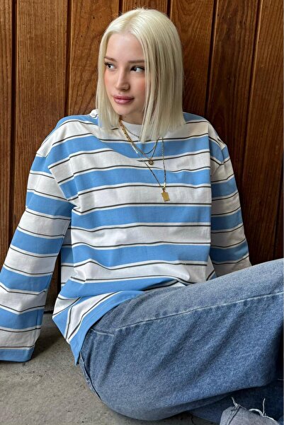 Madmext Μπλουζάκι με μακρυμάνικο ριγέ μπλουζάκι από 100% βαμβάκι MG2362