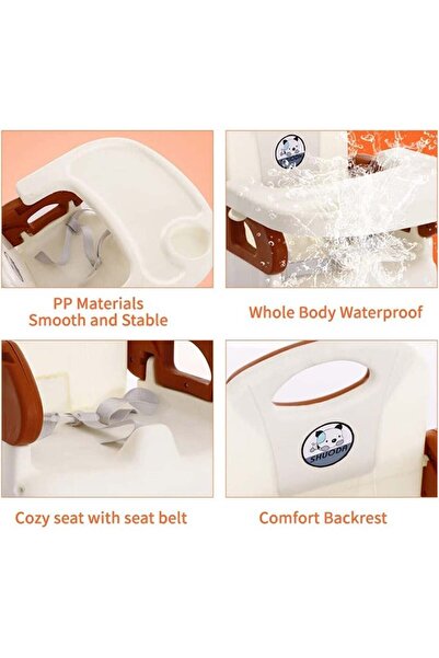 COOYA Baby Dining Chair With Tray Super High Baby Reaper, White/Brown