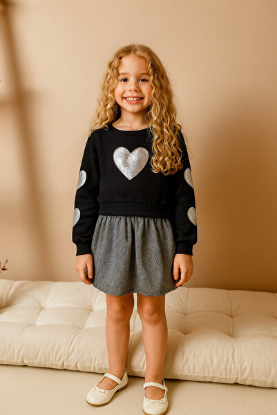 Eray Kids Girl's Heart Long Sleeve Sweatshirt Balloon Skirt Set (2-5 Years)