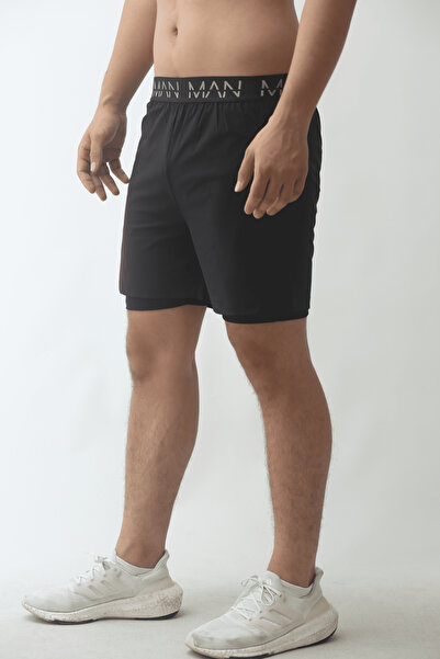 man of man man man of man Man of Man Men's Written Lined Black Shorts