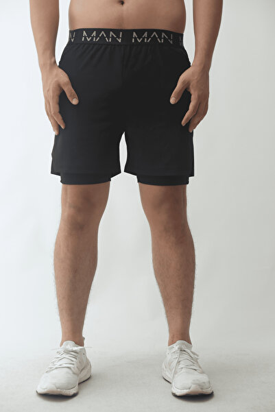 man of man man man of man Man of Man Men's Written Lined Black Shorts
