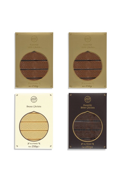 Elit Çikolata Kuvertür Sütlü Çikolata (2), Bitter Çikolata (1) Ve Beyaz Çikol...