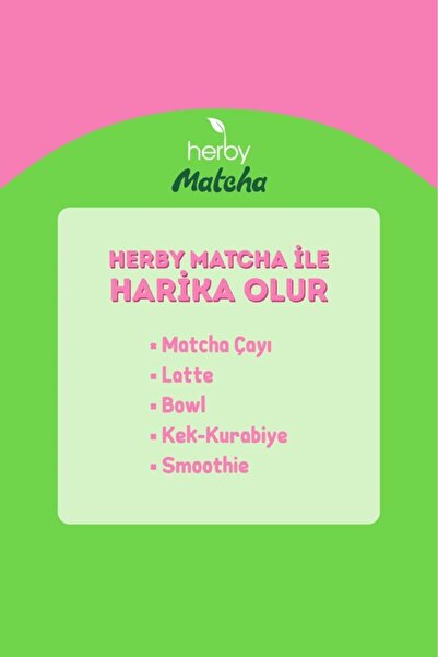 Herby Premium Matcha Çilek ve Vanilya Aromalı